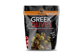 Gaea 150g kivettömät vihreät oliivit chili & mustapippuri