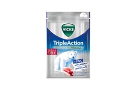 Vicks Triple action Z+C sokeriton kurkkupastilli 72g