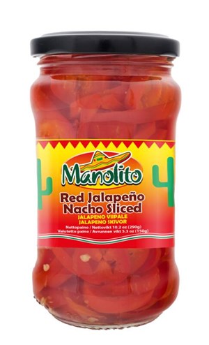 Manolito Punaiset Jalapenoviipaleet 290g/150g