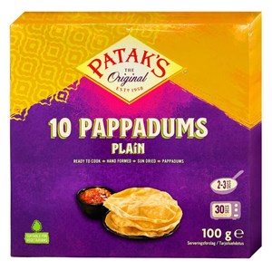 Patak's Pappadums ohutleipä 10kpl 100g