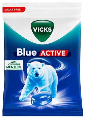 Vicks Blue active sokeriton kurkkupastilli 72g