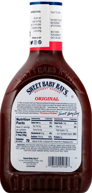 Sweet Baby Ray's Original BBQ kastike 1,18L/1,13kg